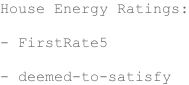 House Energy Ratings:  - FirstRate5  - deemed-to-satisfy